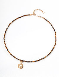 Sterling Silver Tiger Eye Charm Necklace