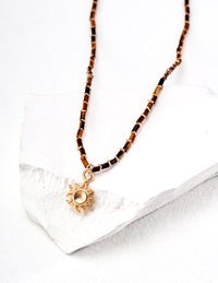 Sterling Silver Tiger Eye Charm Necklace