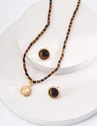 Sterling Silver Tiger Eye Charm Necklace