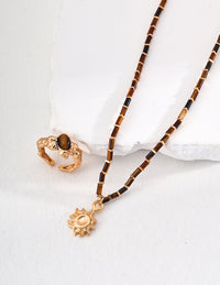 Sterling Silver Tiger Eye Charm Necklace
