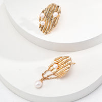 Gold Plated Geometric Freshwater Pearl Earrings