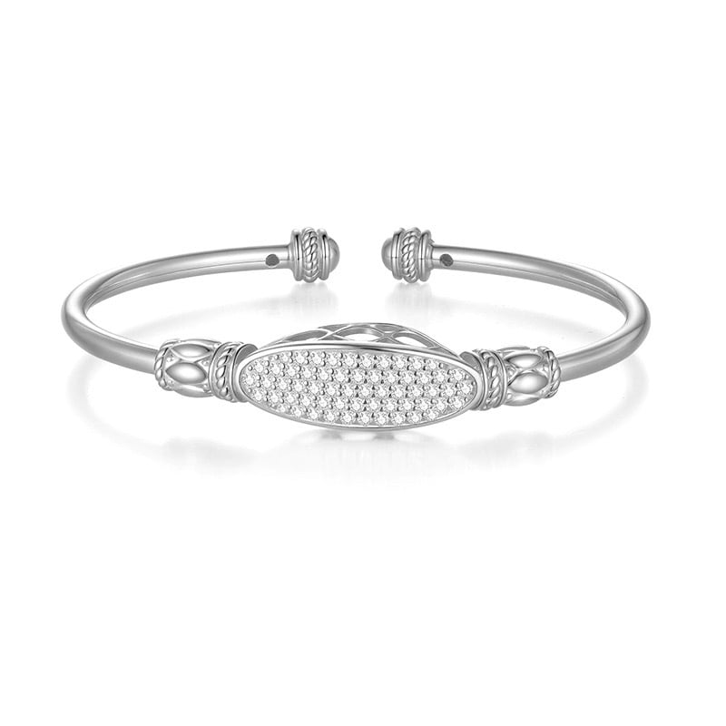 Sterling Silver Moissanite Cuff Bangle