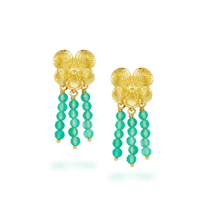Chrysoprase Petal Dangle Earrings in Sterling Silver