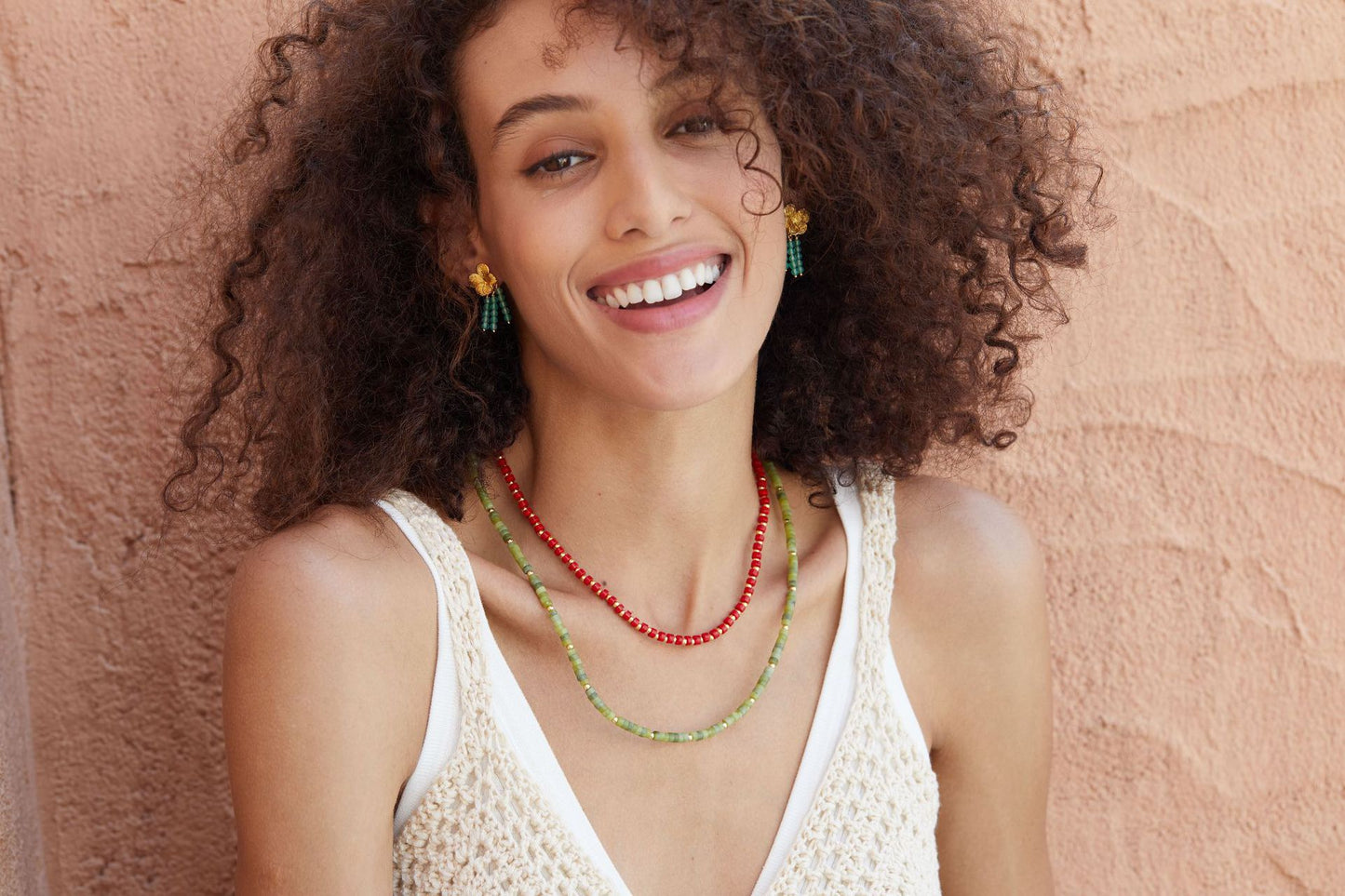 Chrysoprase Petal Dangle Earrings in Sterling Silver