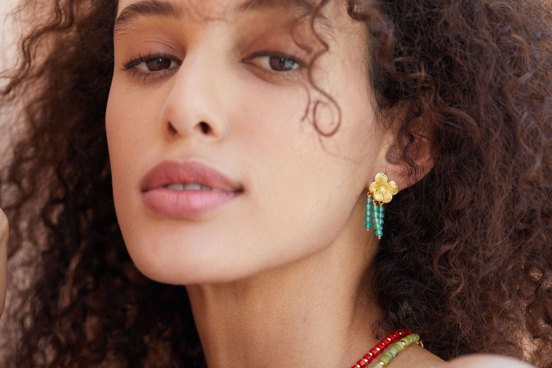 Chrysoprase Petal Dangle Earrings in Sterling Silver