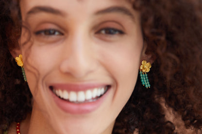 Chrysoprase Petal Dangle Earrings in Sterling Silver