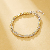 Bicolor Twisted Bead Bracelet in Sterling Silver