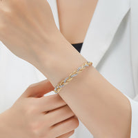Bicolor Twisted Bead Bracelet in Sterling Silver
