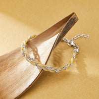 Bicolor Twisted Bead Bracelet in Sterling Silver