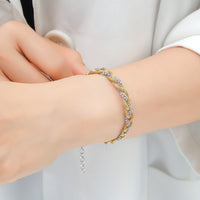 Bicolor Twisted Bead Bracelet in Sterling Silver