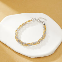 Bicolor Twisted Bead Bracelet in Sterling Silver