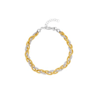 Bicolor Twisted Bead Bracelet in Sterling Silver