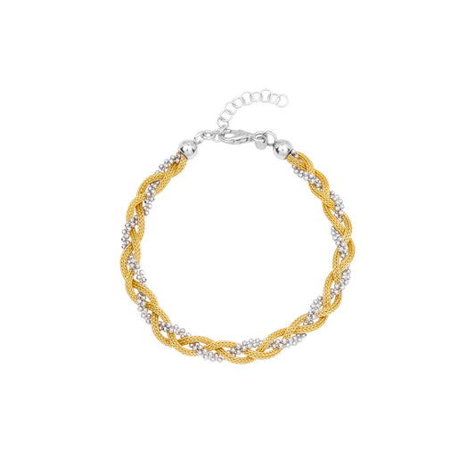 Bicolor Twisted Bead Bracelet in Sterling Silver