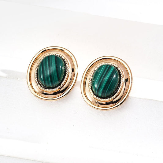 Gold Plated Malachite Earrings