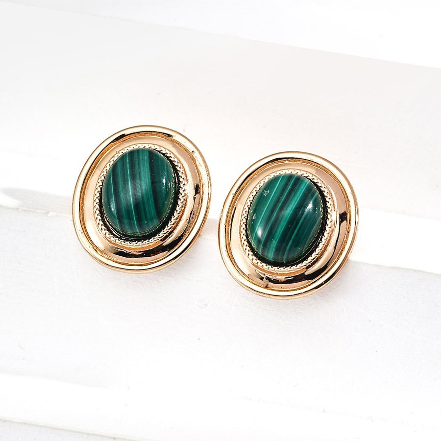 Gold Plated Malachite Earrings