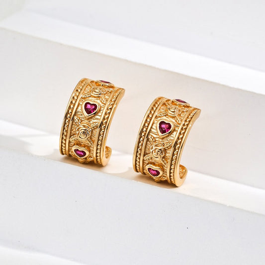 Cubic Zirconia Vintage Heart Earrings