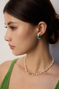 Gold Plated Malachite Earrings