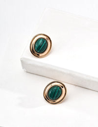 Gold Plated Malachite Earrings