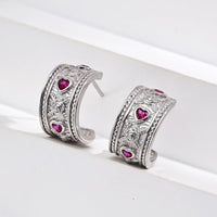 Cubic Zirconia Vintage Heart Earrings
