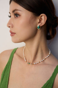 Gold Plated Malachite Earrings