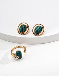 Gold Plated Malachite Earrings