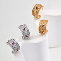 Cubic Zirconia Vintage Heart Earrings