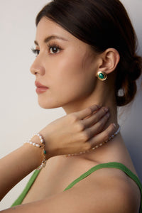 Gold Plated Malachite Earrings