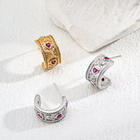 Cubic Zirconia Vintage Heart Earrings