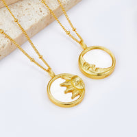18K Gold Plated Sun Face Shell Pearl Necklace