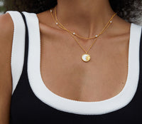 18K Gold Plated Sun Face Shell Pearl Necklace
