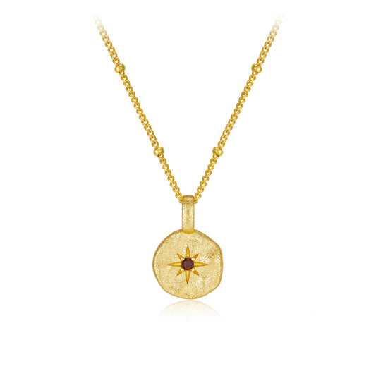 Natural Garnet Gold Plated Sterling Silver Necklace