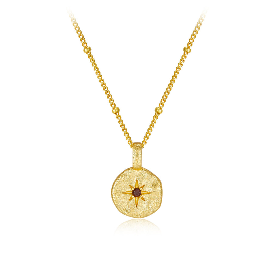 Natural Garnet Gold Plated Sterling Silver Necklace