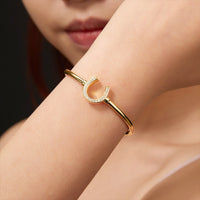 Moissanite Horseshoe Bangle Bracelet