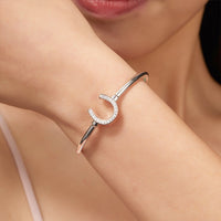 Moissanite Horseshoe Bangle Bracelet
