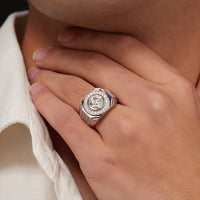 Moissanite Sterling Silver Round Wedding Band Ring