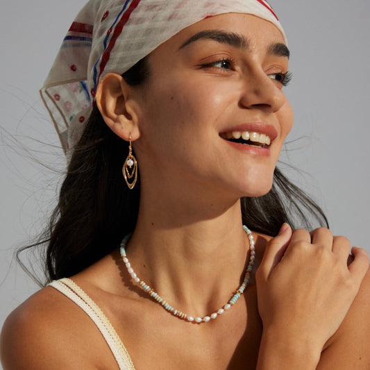 Sterling Silver Shoushan Stone & Pearl Necklace