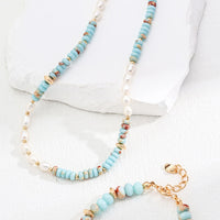 Sterling Silver Shoushan Stone & Pearl Necklace