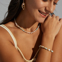 Sterling Silver Shoushan Stone & Pearl Necklace