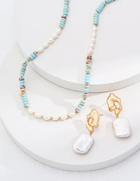 Sterling Silver Shoushan Stone & Pearl Necklace
