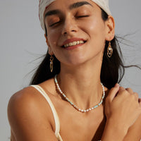 Sterling Silver Shoushan Stone & Pearl Necklace
