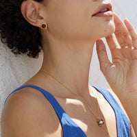 Natural Smoky Quartz Square Stud Earrings