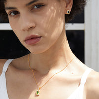 Sterling Silver Natural Green Diopside Earrings