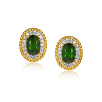 Sterling Silver Natural Green Diopside Earrings