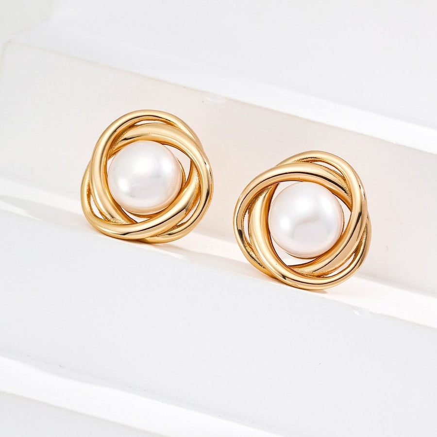 Natural Freshwater Pearl Earrings in Sterling Silver