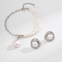 Natural Freshwater Pearl Earrings in Sterling Silver