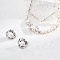 Natural Freshwater Pearl Earrings in Sterling Silver