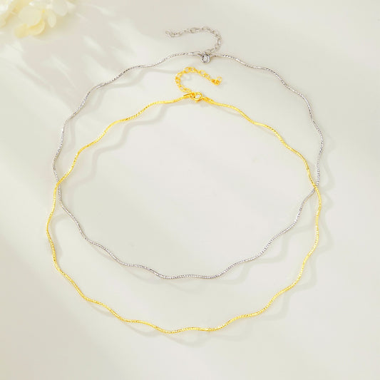 Sterling Silver Wave Choker Necklace