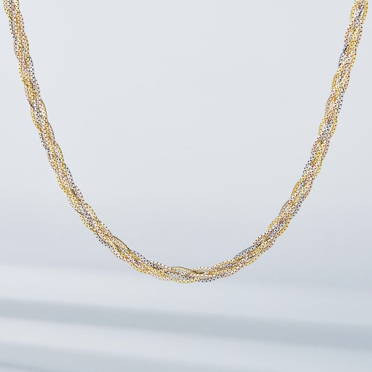 Sterling Silver Diamond-Cut Braided Chain Necklace