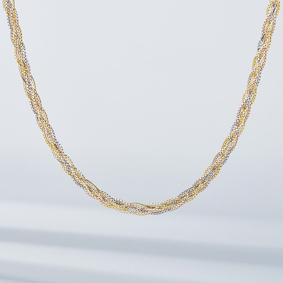 Sterling Silver Diamond-Cut Braided Chain Necklace