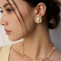 Sterling Silver Large Gold Freshwater Pearl Earrings